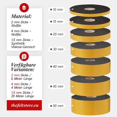Filzband selbstklebend mm - filzband,